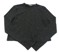 Tmavošedý žebrovaný crop svetr Primark
