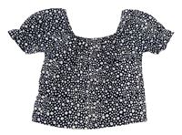Tmavmodrá crop halenka s kytičkami M&Co.
