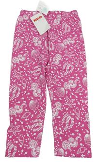 Růžové capri legíny s mořskými koníky a mušlemi Kids