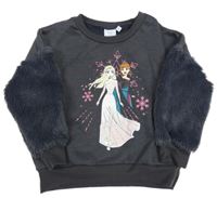 Tmavošedá mikina s Frozen a chlupatými rukávy Disney