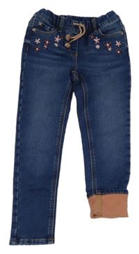 Modré teplákové rifle s kytičkami C&A