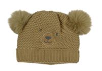 Béžová pletená podšitá čepice s medvídkem F&F