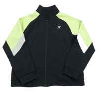 Černo-světlezeleno-šedá propínací sportovní mikina 