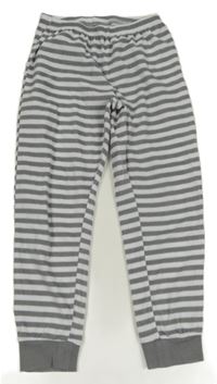 Bílo-šedé pruhované fleecové pyžamové kalhoty Lupilu 