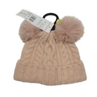 Nové - Světlerůžová pletená čepice s bambulemi F&F