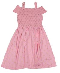 Světlerůžové žabičkové šaty s palmami F&F