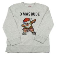 Šedá melírovaná mikina se Santou 