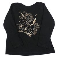 Černé triko s jednorožcem 