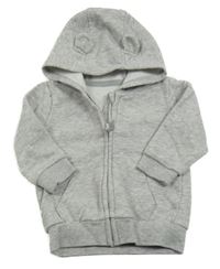 Šedá melírovaná propínací mikina s kapucí George 