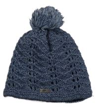 Tmavomodrá pletená podšitá čepice s bambulí 