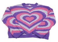 Fialovo-růžový vzorovaný crop oversize svetr Primark