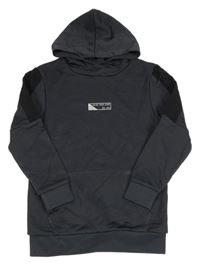 Antracitovo-černá mikina s logem a kapucí George 