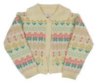 Bílo-barevný vzorovaný propínací svetr Primark 