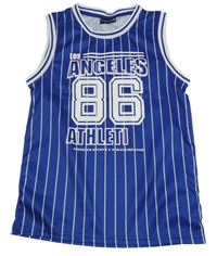 Tmavomdoro-bílé pruhované sportovní tílko s nápisem Ergeenomixx