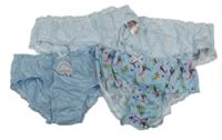 Nové - 4x Světlemodré vzorované kalhotky Primark 
