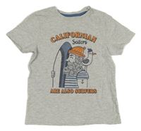 Šedé tričko s námořníkem a nápisem Vertbaudet