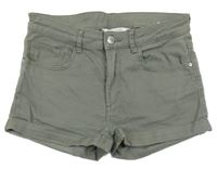 Khaki riflové kraťasy H&M