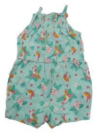 Světlemodrý květovaný letní overal s tukany Primark 