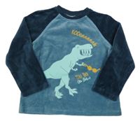 Modro-tmavomodrá sametová s dinosaurem Vertbaudet