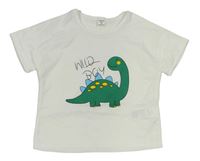 Bílé oversize tričko s dinosaurem SHEIN