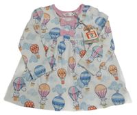 Bílo-světlerůžové šaty s balony a zajíčky a kočičkami a mašlemi M&Co