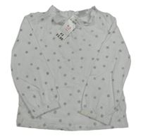 Nové - bílé triko s vločkami a volánkem little kids