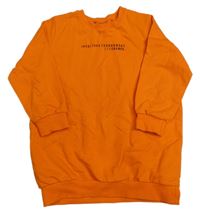 Tmnavooranžová tepláková oversize tunika s nápisy a čísly