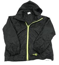 Černá šusťáková jarní bunda s ukrývací kapucí FEEL