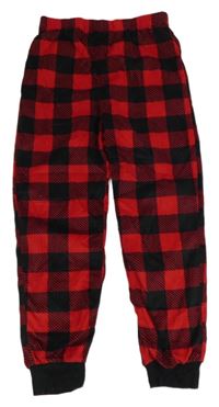 Červeno-černé kostkované plyšové pyžamové kalhoty PRIMARK