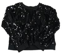 Černá sametová mikina s flitry a pajetkami Nutmeg