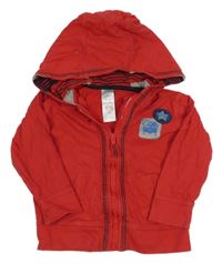 Červená propínací mikina s nášivkami a kapucí URBAN RASCALS