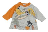 Nové - světlešedo-oranžové melírované triko s LOONEY TUNES