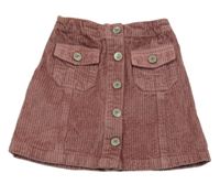 Starorůžová manšestrová propínací sukně TCM