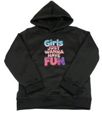 Černá teplá mikina s nápisy a kapucí 