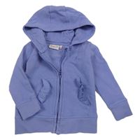 Fialová propínací mikina se srdíčky a volánky a kapucí PINCH