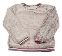 Vínovo-bílá chlupatá podšitá mikina s pruhy alive