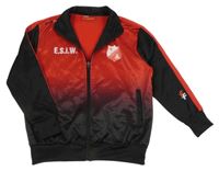 Červeno-černá thermo propínací fotbalová mikina se znakem