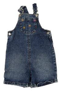 Tmavomodré šisované riflové laclové kraťasy s květy George