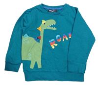 Modrozelená melírovaná mikina s dinosaurem Next