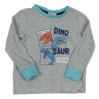 Šedé triko s nápisy a dinosaury Impidimpi