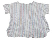 Bílo-modro-červené pruhované crop tričko Zara