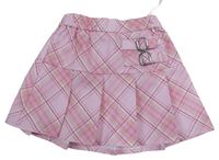 Růžovo-béžovo-bílá kostkovaná sukně s přezkami C&A