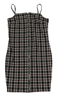 Černo-bílo-růžové kostkované propínací šaty New Look 