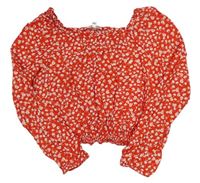 Červená květovaná crop halenka Bluezoo