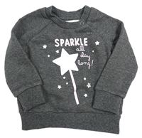 Antracitová melírovaná mikina s hvězdami Primark