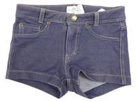 Tmavomodré elastické kraťasy riflového vzhledu H&M