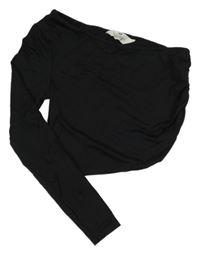 Černé asymetrické sportovní crop triko H&M