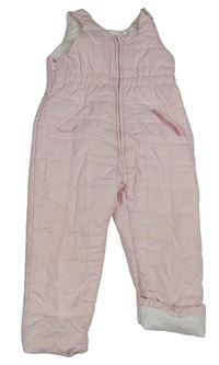 Světlerůžové prošívané šusťákové zateplené laclové kalhoty