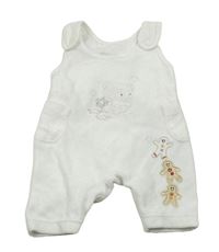 Bílé sametové laclové tepláky s medvědem a perníčky M&S