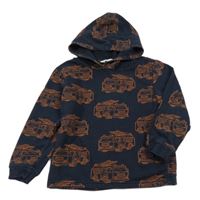 Tmavomodrá mikina s hasičskými auty a kapucí H&M